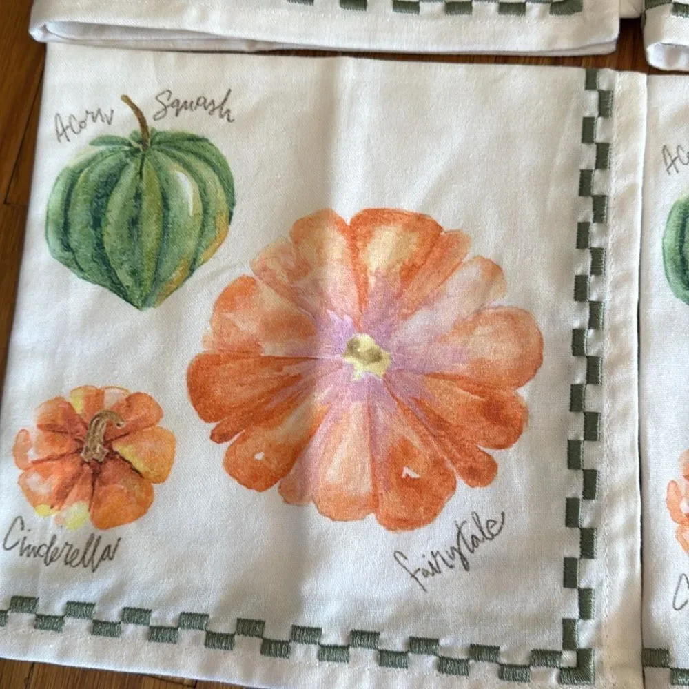 Anthropologie Types of Pumpkins Napkins, Set of 4